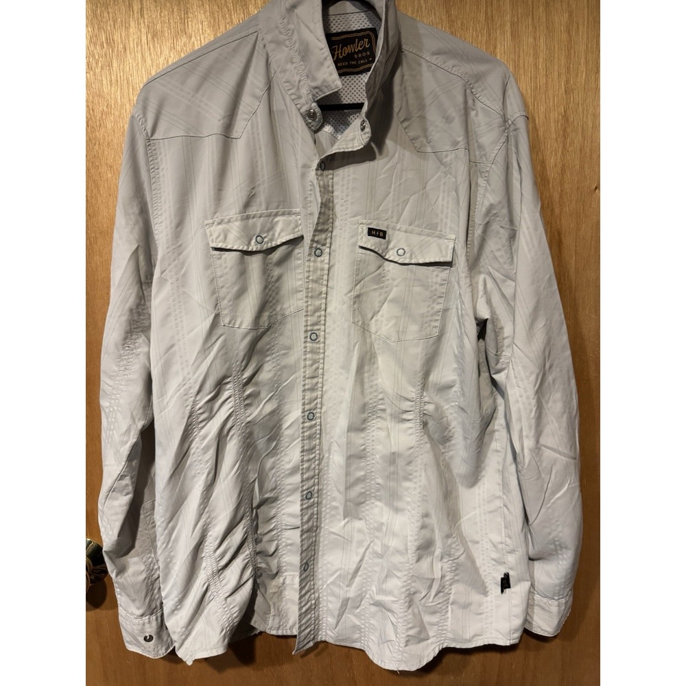 Howler Brothers Gray Vented Snap Button Up Shirt Mens L Long Sleeve (J)